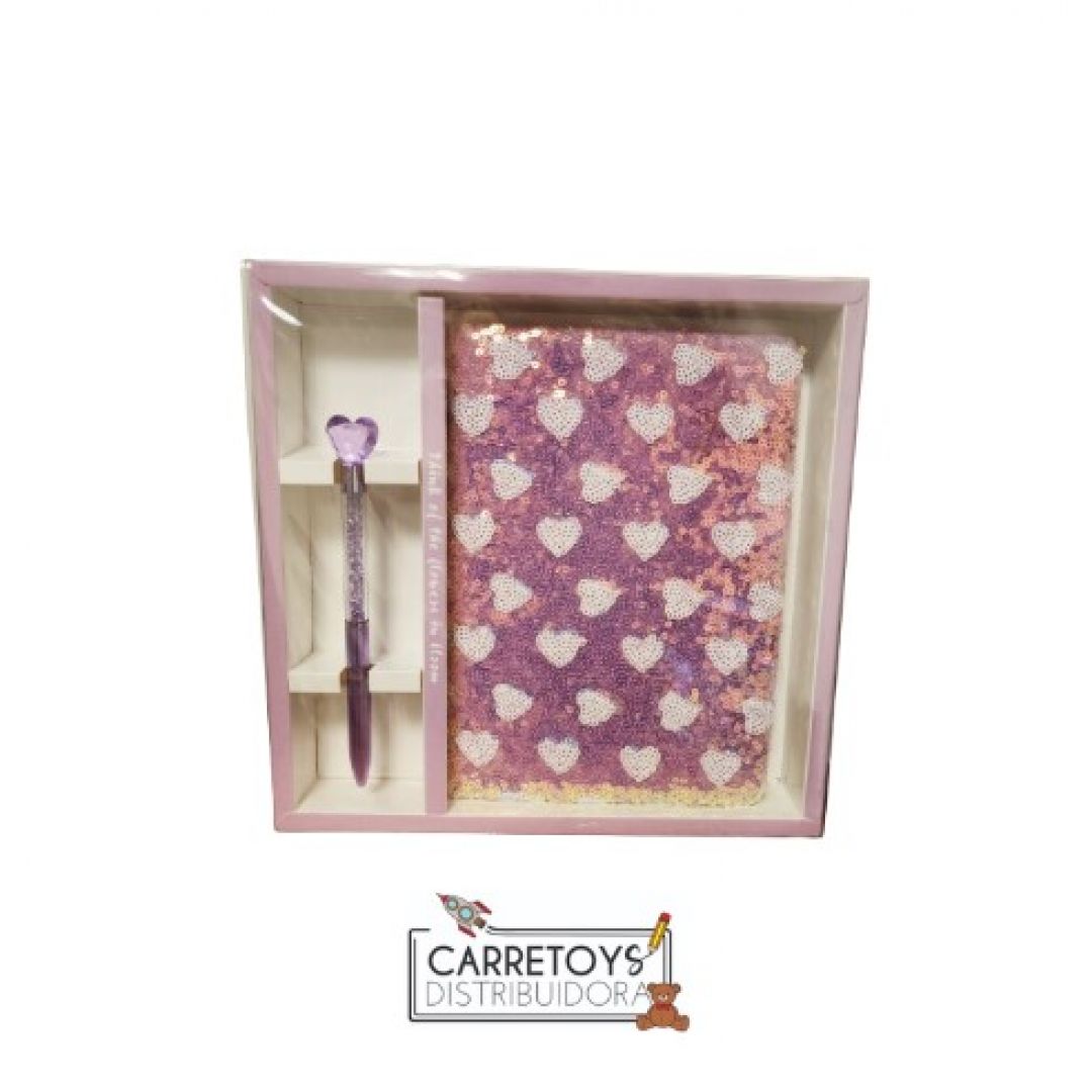 libreta-corazones-de-lentejuelas-y-lapicera-blower-3496